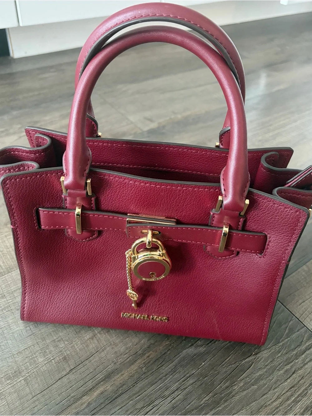 Michael Kors Deep Berry Leather Satchel with Gold Hardware - Picture 2 of 7